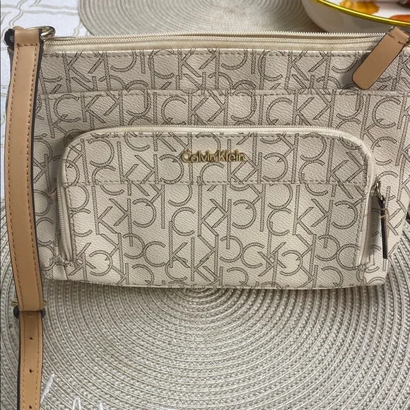 Calvin Klein Bags Calvin Klein Cream Tan Crossbody Bag With